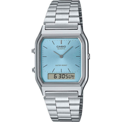 Casio Vintage AQ-230A-2A1MQYES – Ανδρικό Ρολόι Διπλής Ένδειξης Ατσάλινο Μπρασελέ